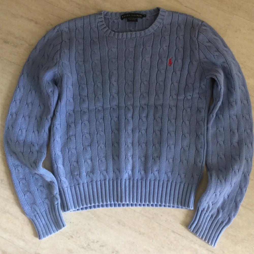 Periwinkle blue cableknit sweater